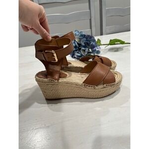 Coach Espadrille‎ Platform Sandals Leather Criss Cross Ankle Strap 7.5